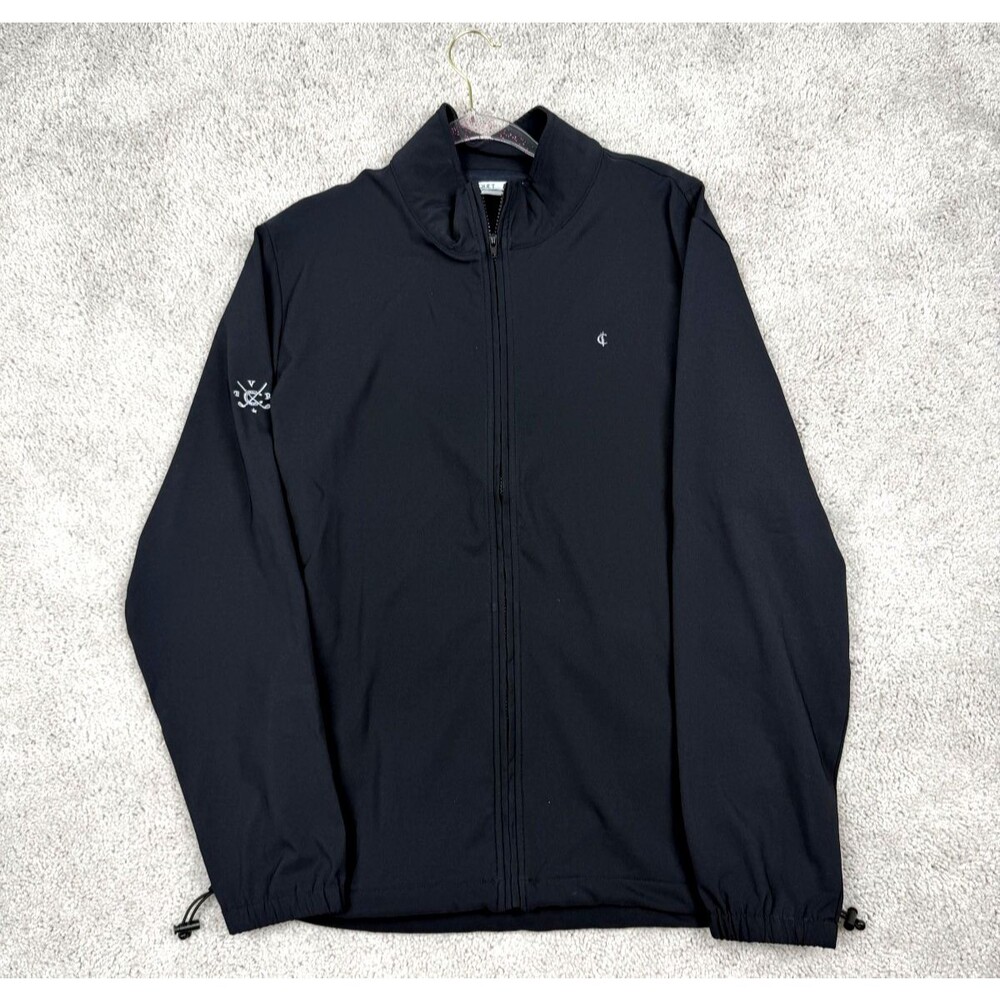Criquet Golf Jacket Mens Large Black Full Zip Stretch Performance Windshirt